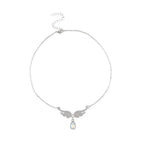 Silver-Tone Zircon Wing Necklace with zinc-alloy hardware | NA615-01 | image 1