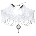 White Lace Pendant Choker with polyester fabric | N3136 | image 1
