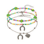 Beaded Daisy Anklet Set with glass and zinc alloy details | JL7222-01 | image 1