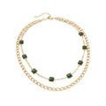 Green Zircon Layered Necklace with zinc-alloy hardware | NA463-01 | image 1