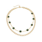 Green Zircon Layered Necklace with zinc-alloy hardware | NA463-01 | image 1