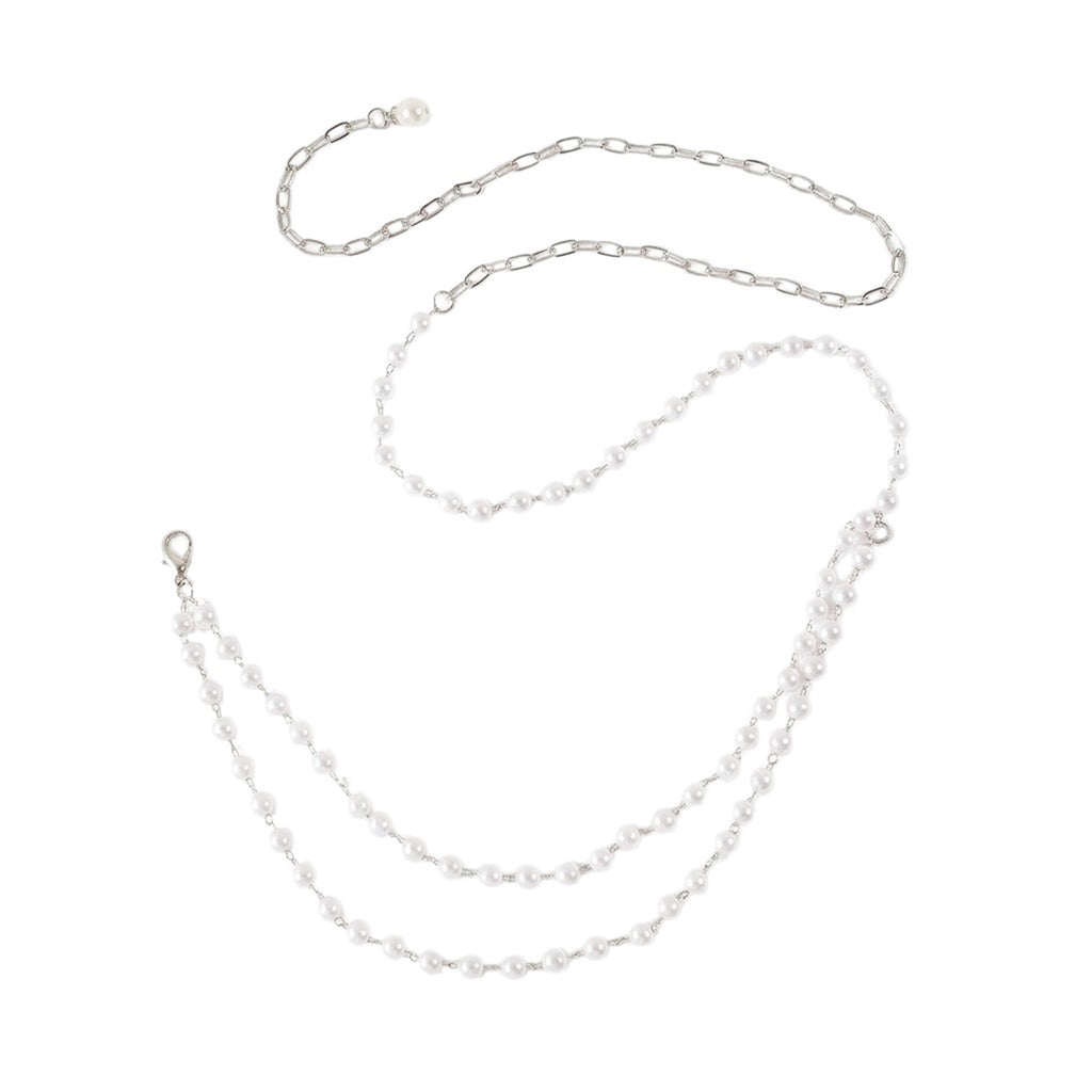 Silver-Tone Faux Pearl Waist Chain with zinc-alloy and plastic details | BCN0262-02 | image 1