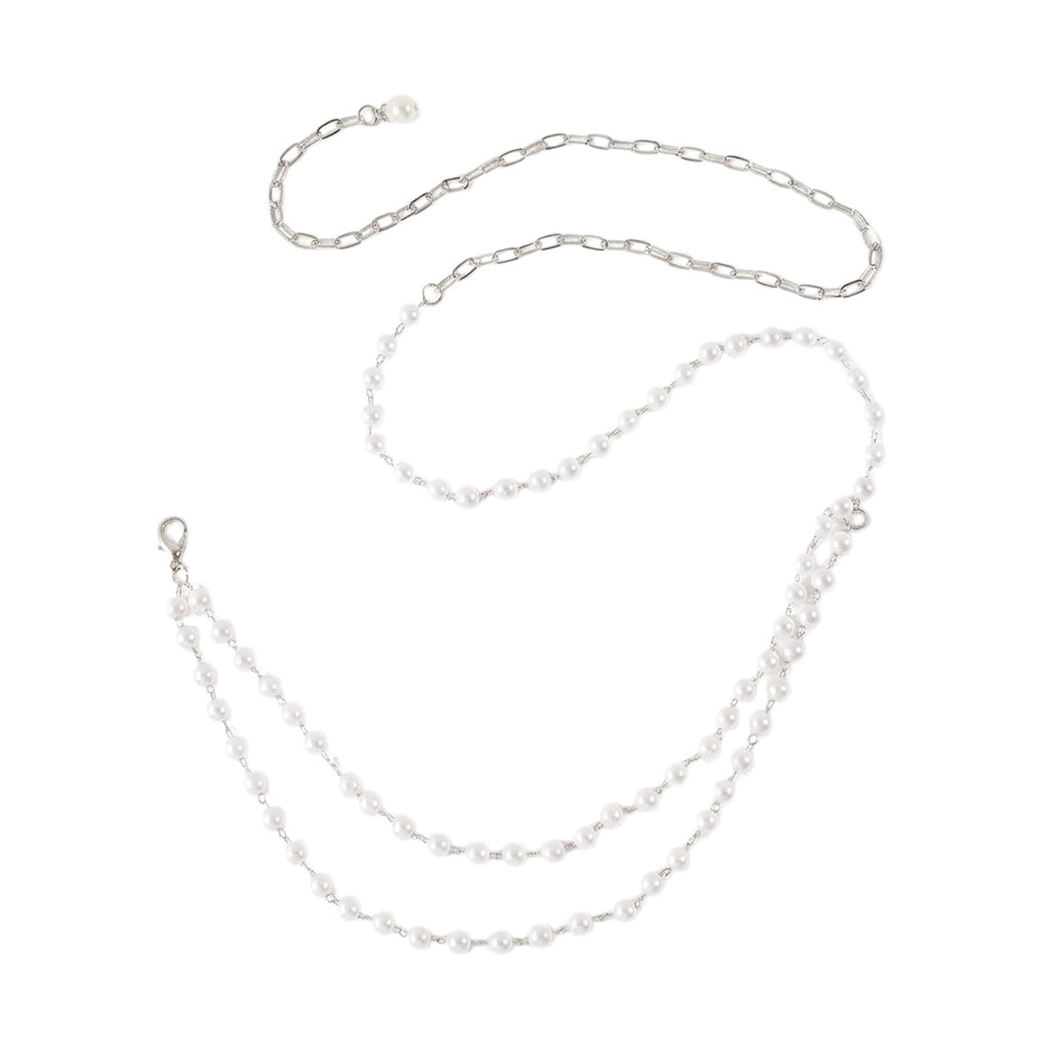 Silver-Tone Faux Pearl Waist Chain with zinc-alloy and plastic details | BCN0262-02 | image 1