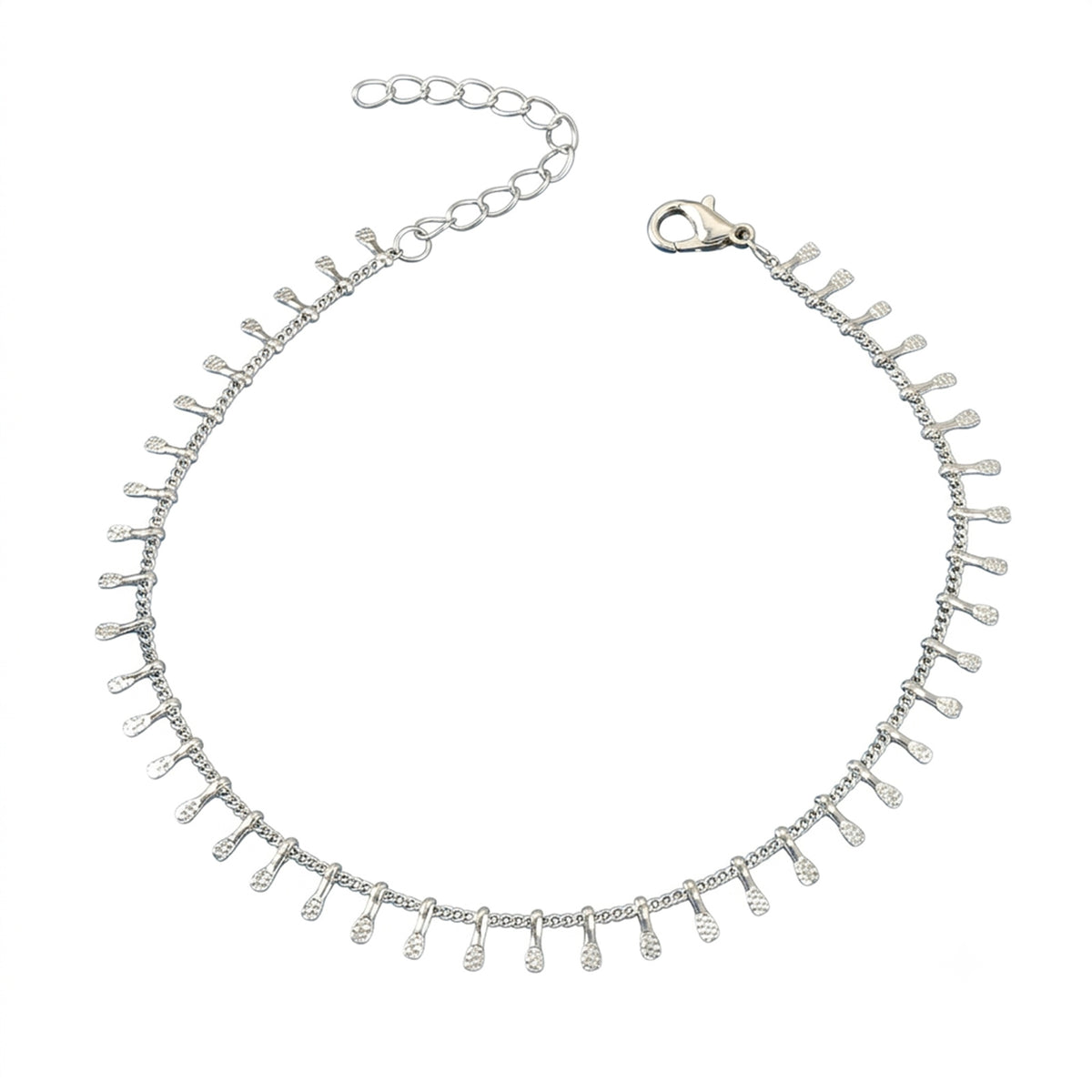 Silver-Tone Minimalist Chain Anklet with zinc alloy details | JL7438-01 | image 1