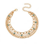Gold-Tone Multi-Layer Chain Anklet with zinc alloy details | JL7325-01 | image 1