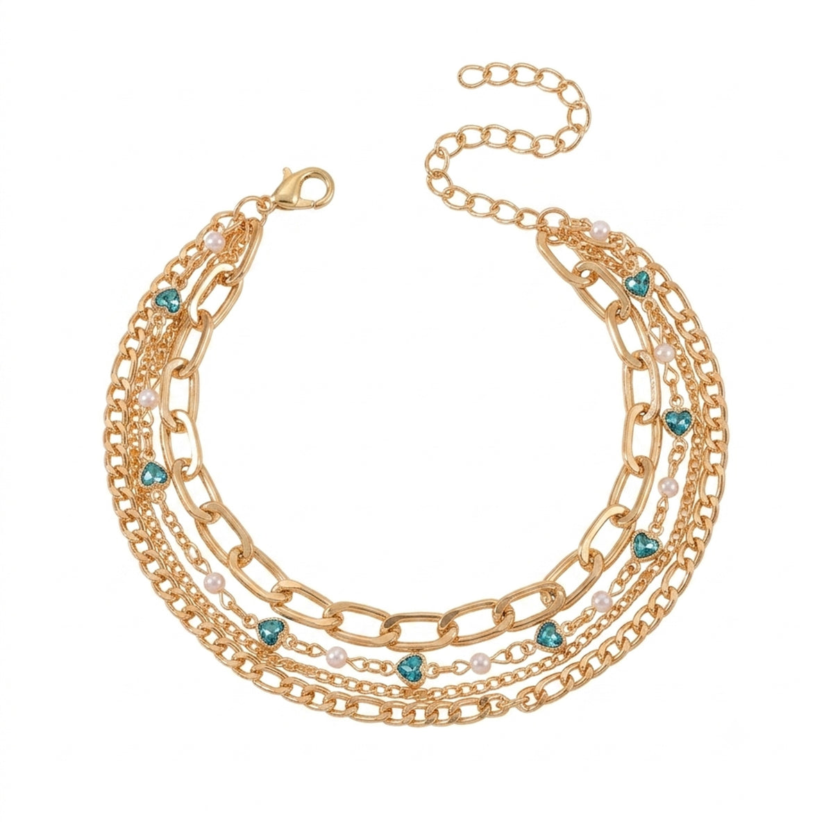 Gold-Tone Multi-Layer Chain Anklet with zinc alloy details | JL7325-01 | image 1
