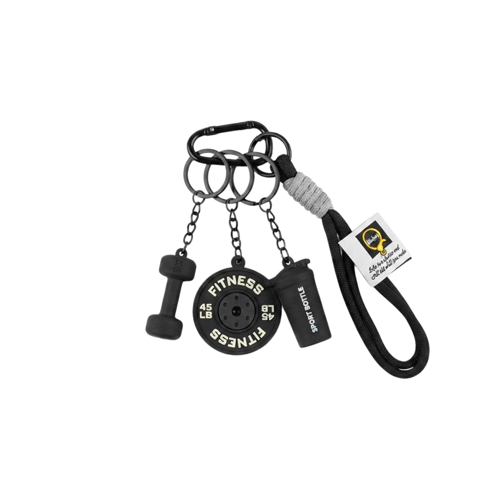 Mini barbell keychain with fitness theme | KCA085-09 | image 1
