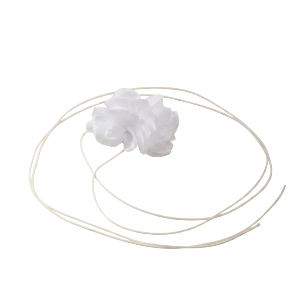 White Flower Wrap Necklace with polyester fabric | NA784-02 | image 1