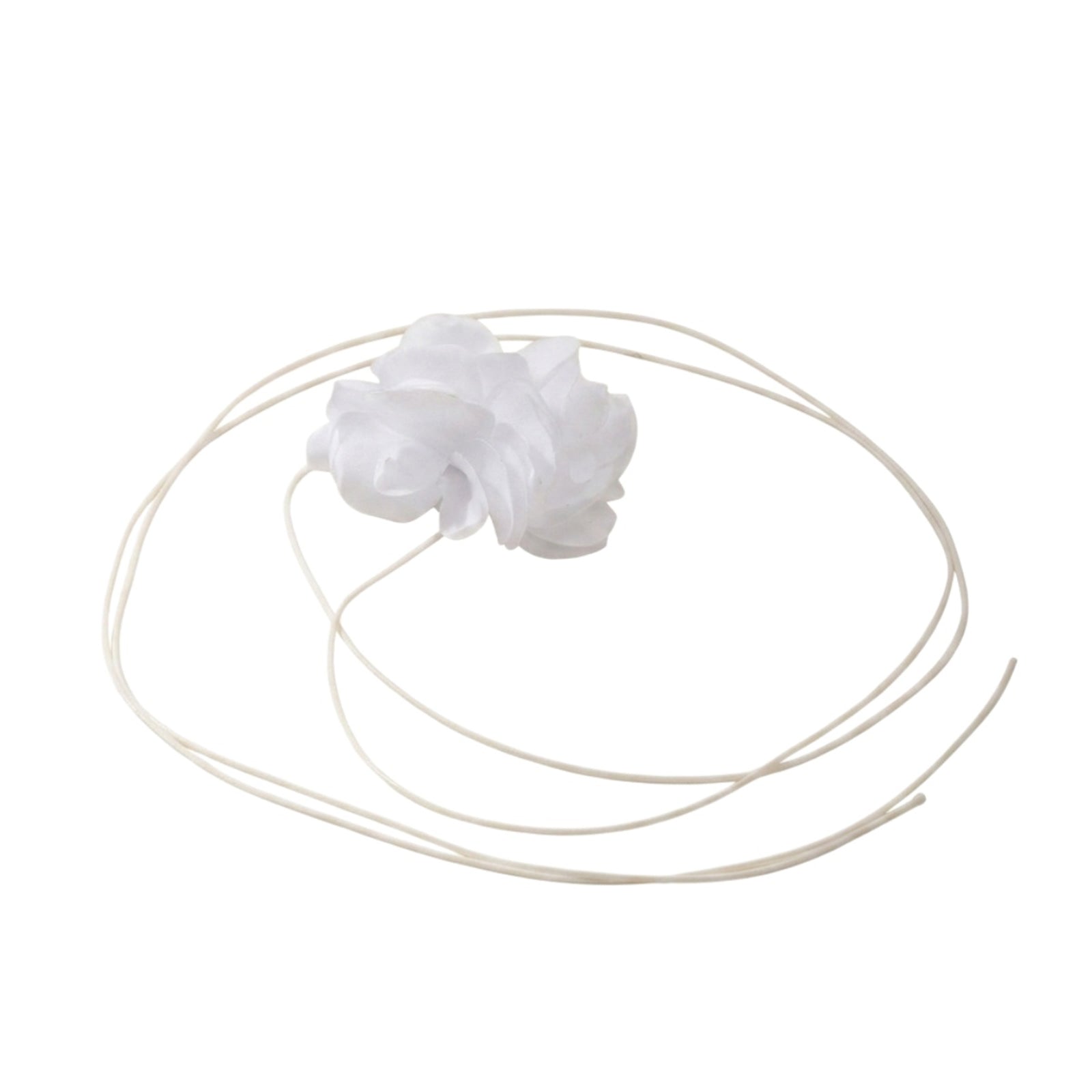 White Flower Wrap Necklace with polyester fabric | NA784-02 | image 1