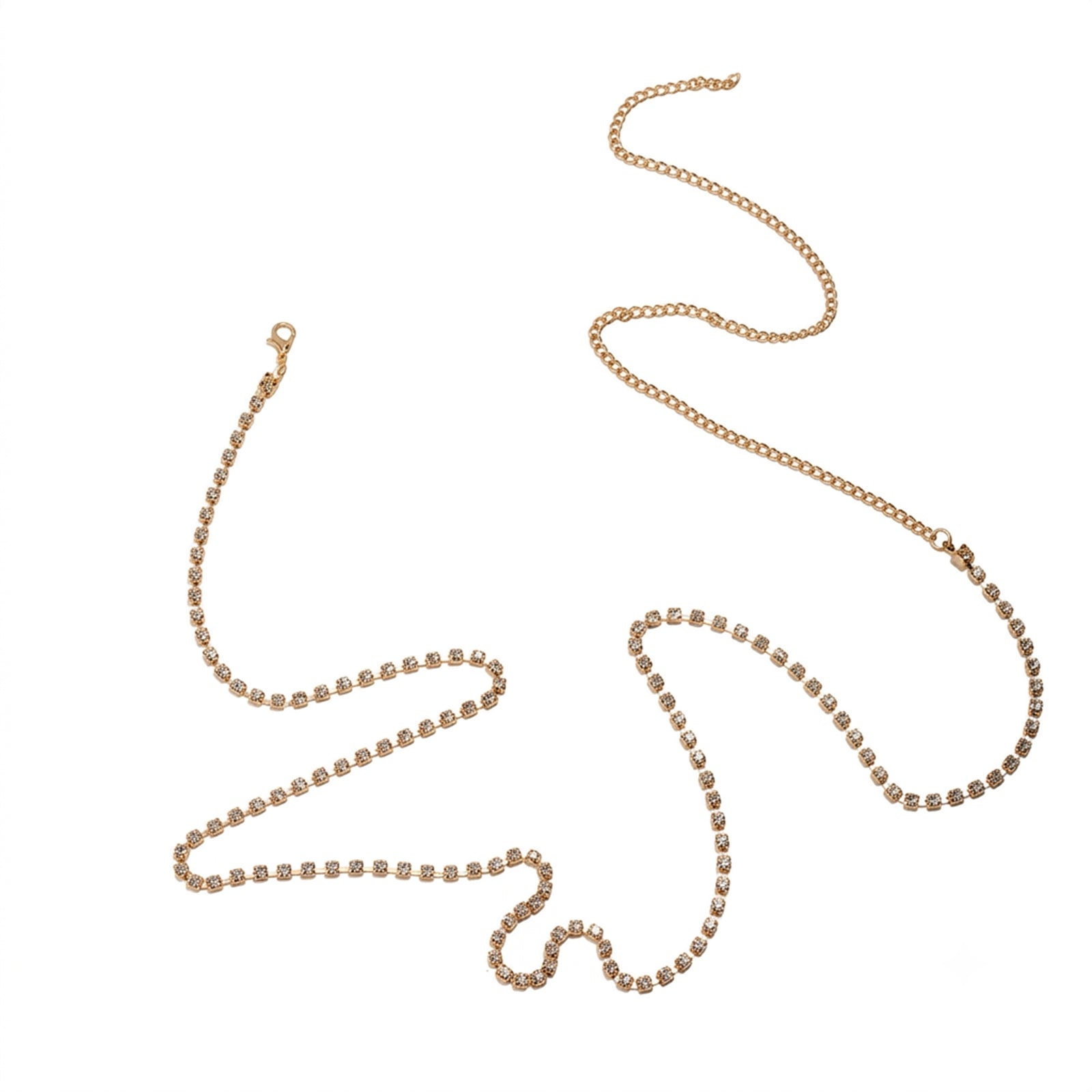 Gold-Tone Prong-Set Zircon Waist Chain with synthetic zircon details | BCN0281-01 | image 1