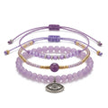 Purple braided three-piece bracelet set with adjustable pull cords | BRA560-01 | image 1
