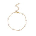 Faux Pearl Gold-Tone Anklet with zinc alloy and plastic details | JL7367-01 | image 1