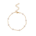 Faux Pearl Gold-Tone Anklet with zinc alloy and plastic details | JL7367-01 | image 1