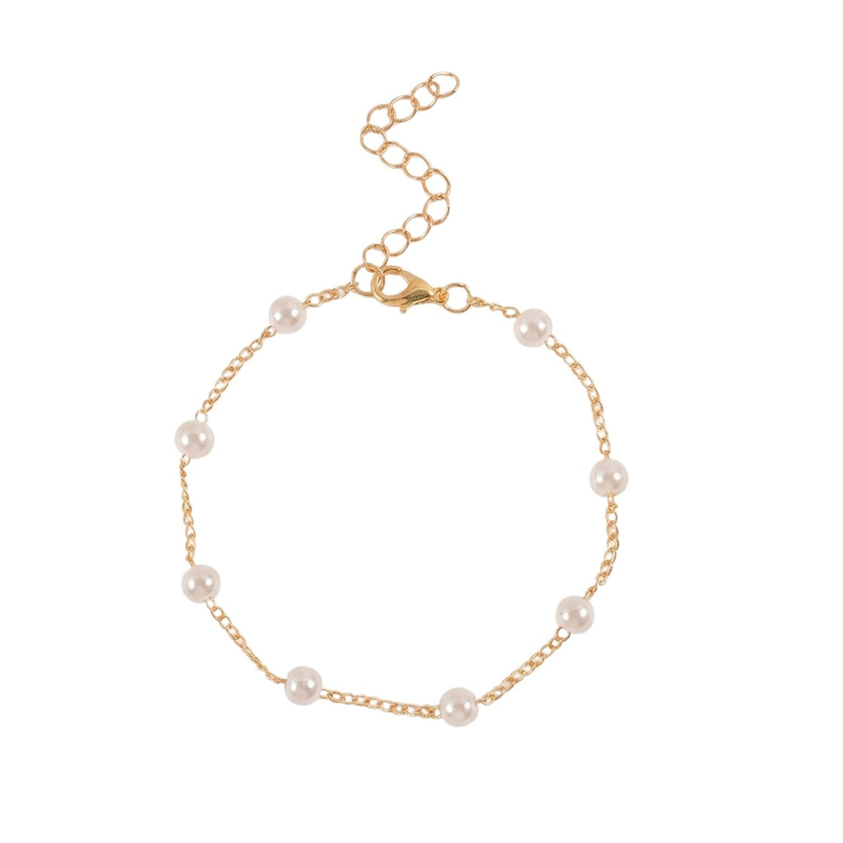 Faux Pearl Gold-Tone Anklet with zinc alloy and plastic details | JL7367-01 | image 1