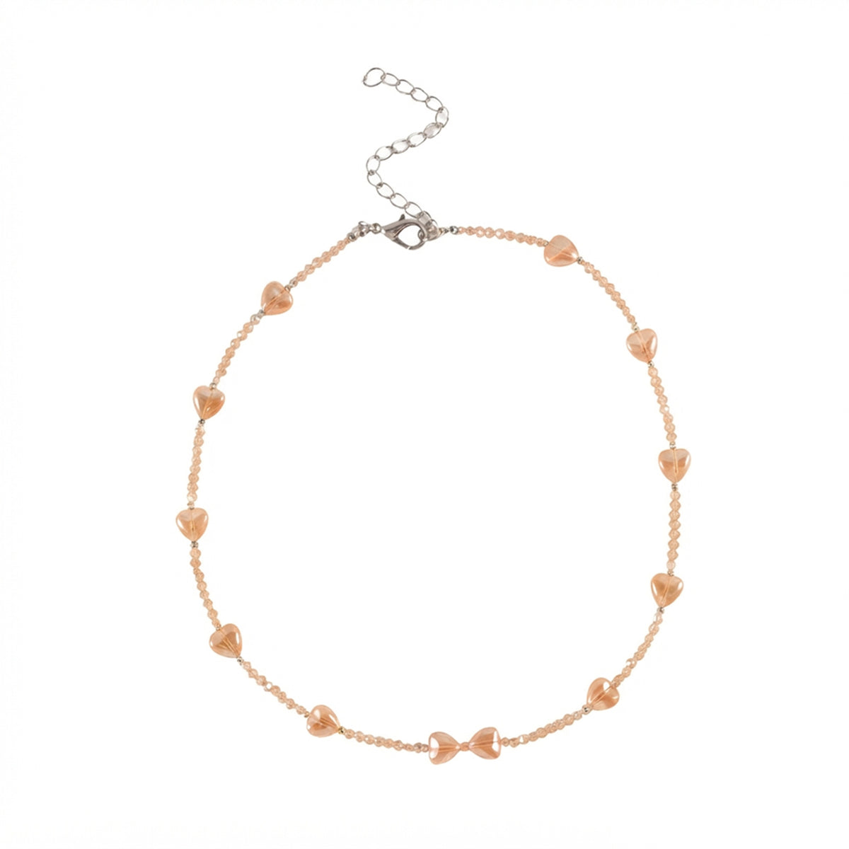 Champagne Heart Beaded Necklace with glass details | NA560-03 | image 1