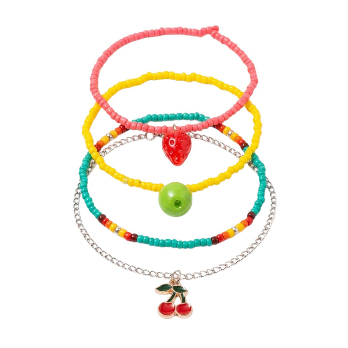 Fruit Charm Beaded Anklet Set with plastic and alloy details | JL7221-01 | image 1