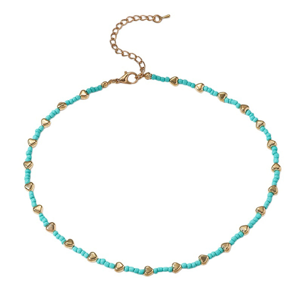 Teal Heart Beaded Necklace with zinc-alloy and plastic details | NA600-02 | image 1
