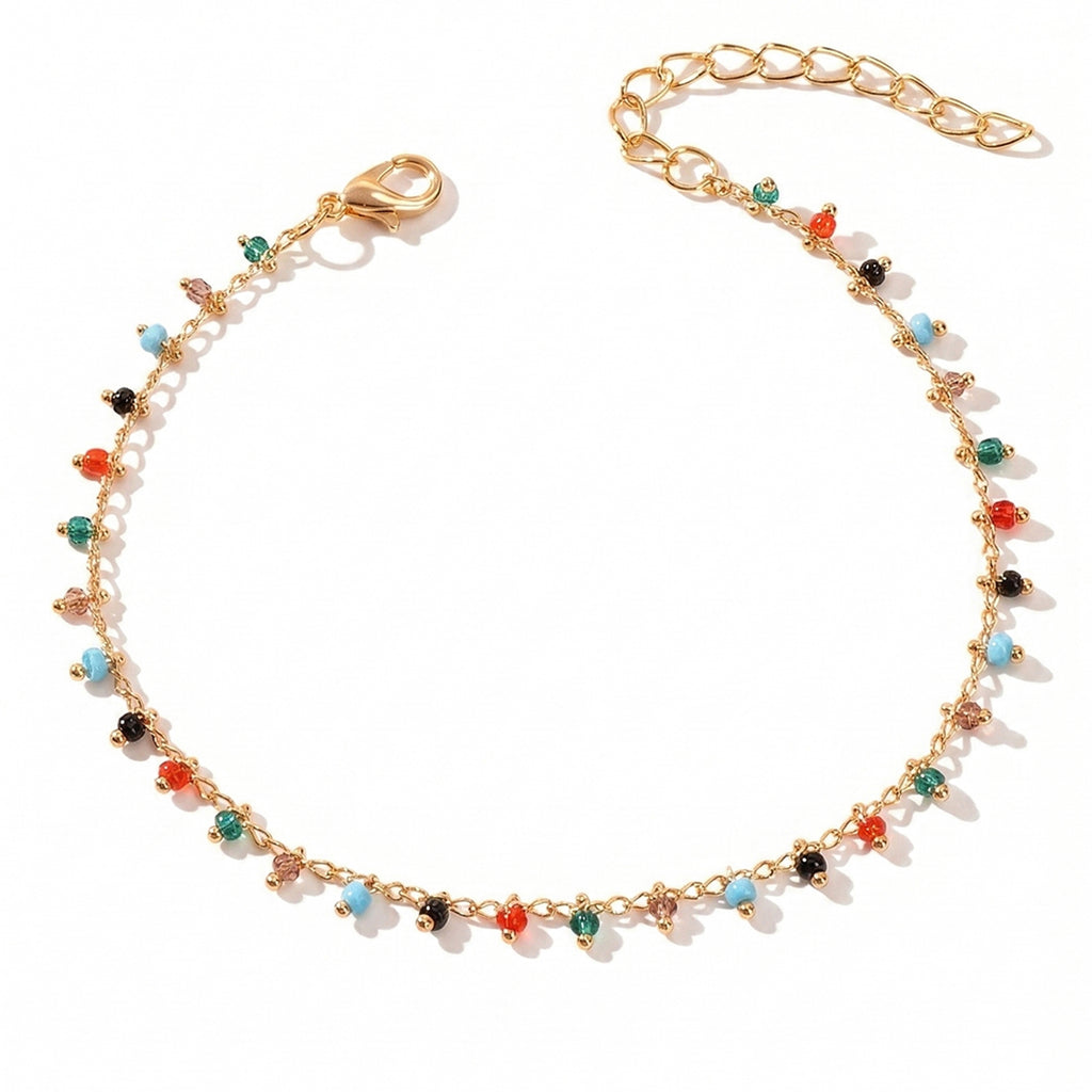 Beaded Charm Anklet with plastic and zinc alloy details | JL7427-02 | image 1