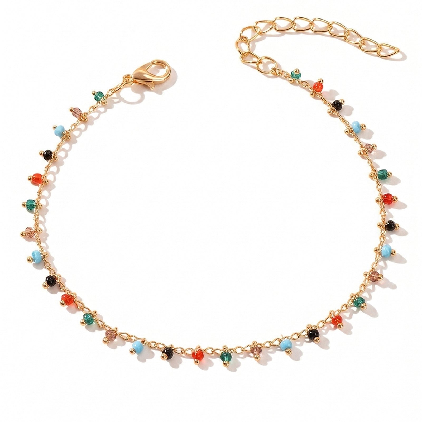 Beaded Charm Anklet with plastic and zinc alloy details | JL7427-02 | image 1