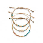 Coffee Brown braided three-piece bracelet set with adjustable pull cords | BRA557-01 | image 1