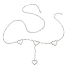 Silver-Tone Zircon Heart Waist Chain with synthetic zircon details | BCN0249-01 | image 1
