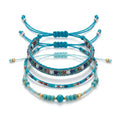 Blue braided three-piece bracelet set with adjustable pull cords | BRA576-01 | image 1