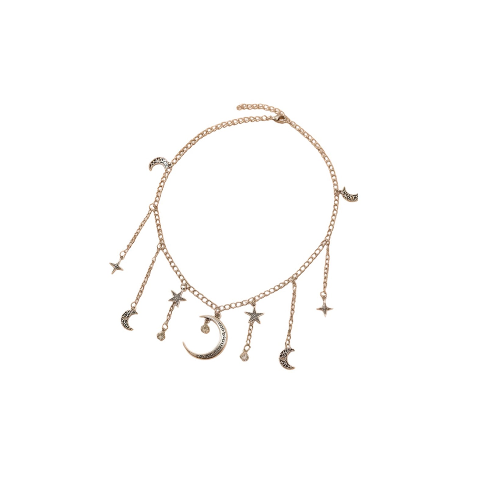 Silver-Tone Crescent Star Necklace with zinc-alloy hardware | NA474-06 | image 1