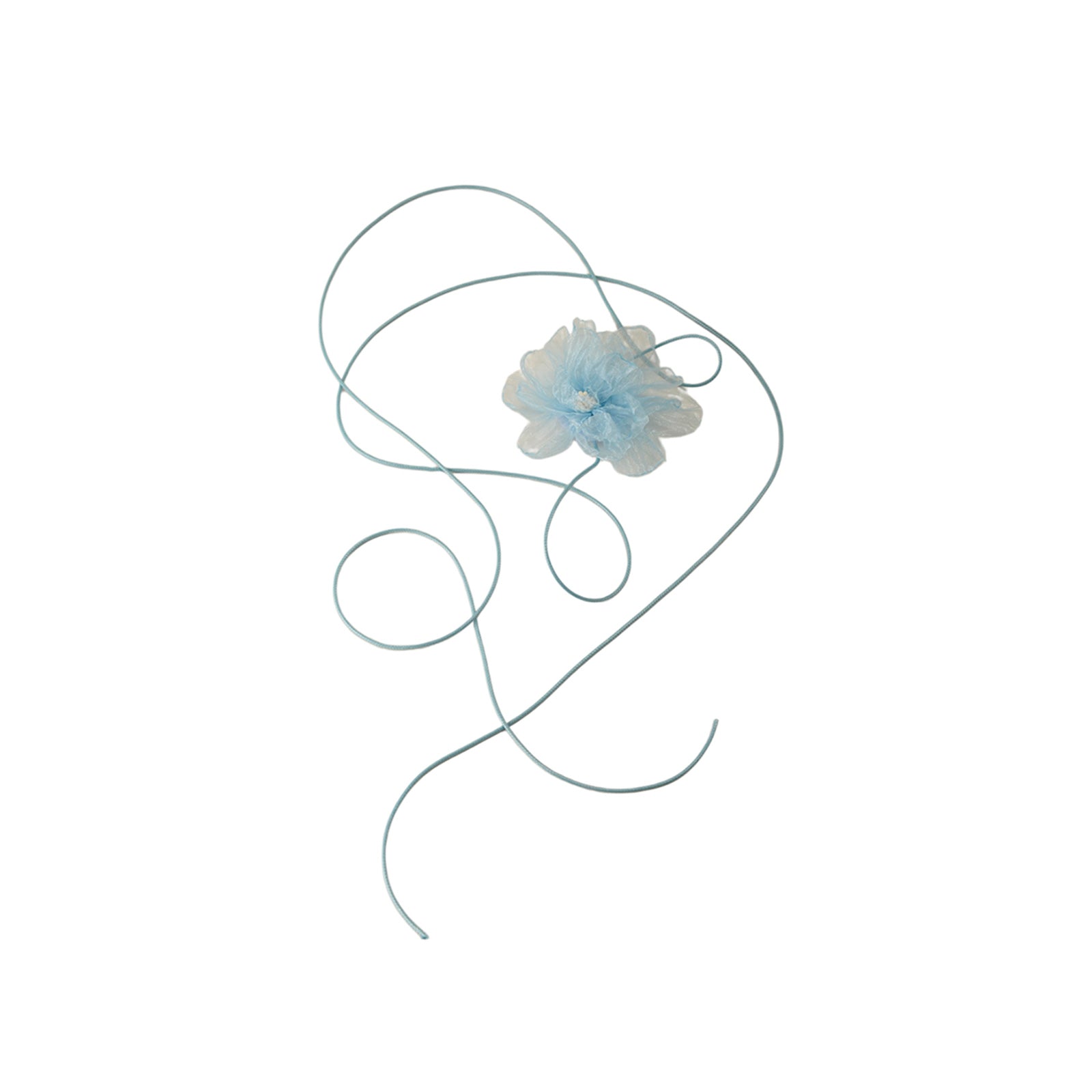 Blue Lace Flower Wrap Necklace with decorative fabric details | NA637-02 | image 1