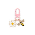 Pink bee and daisy keychain accessory | KCA092-06 | image 1