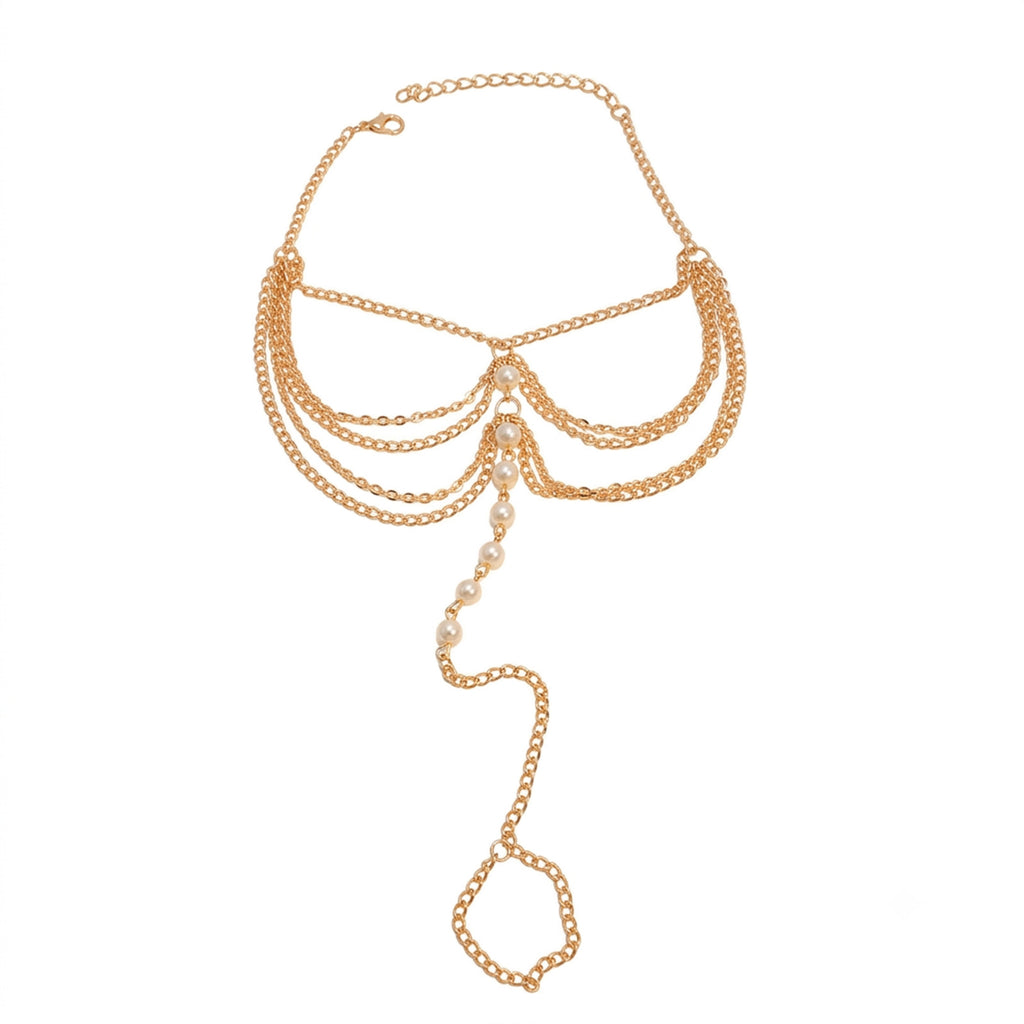 Faux Pearl Toe Anklet with zinc alloy details | JL7392-01 | image 1