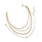 White Seed Bead Heart Layered Necklace with zinc-alloy hardware | NA582-01 | image 1