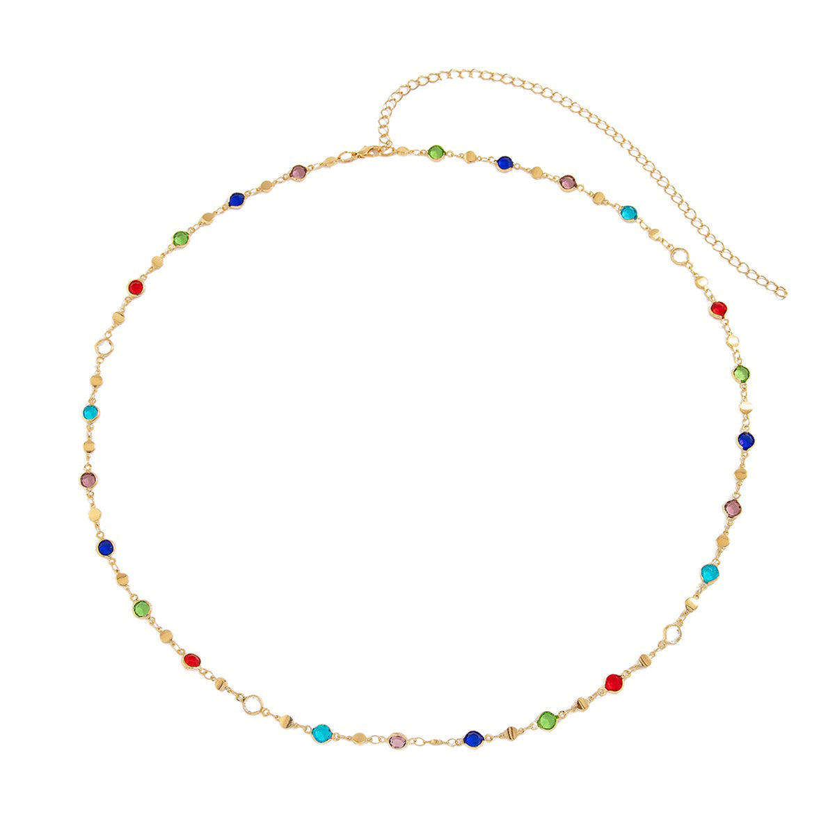 Multicolor Crystal Waist Chain with iron details | BCN0830-01 | image 1