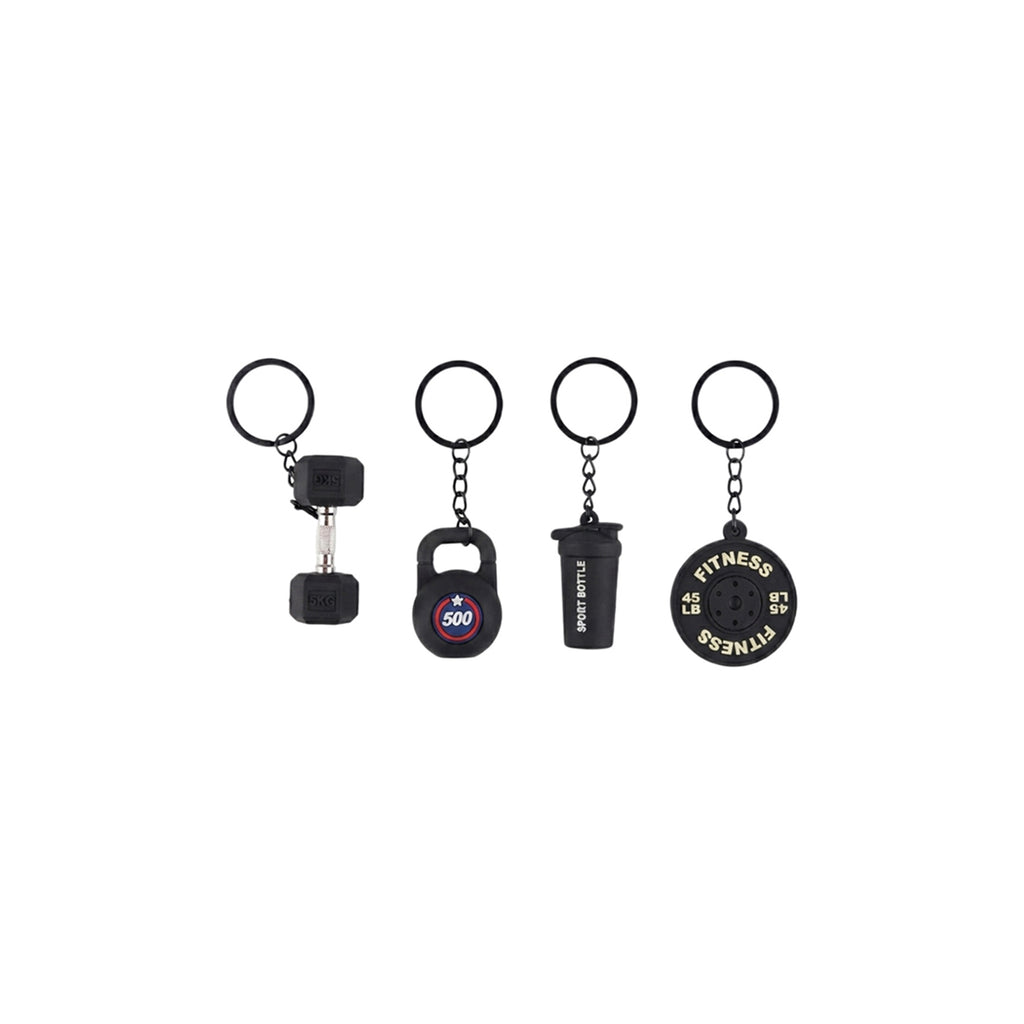 Four-piece black mini fitness keychain set | KCA085-02 | image 1