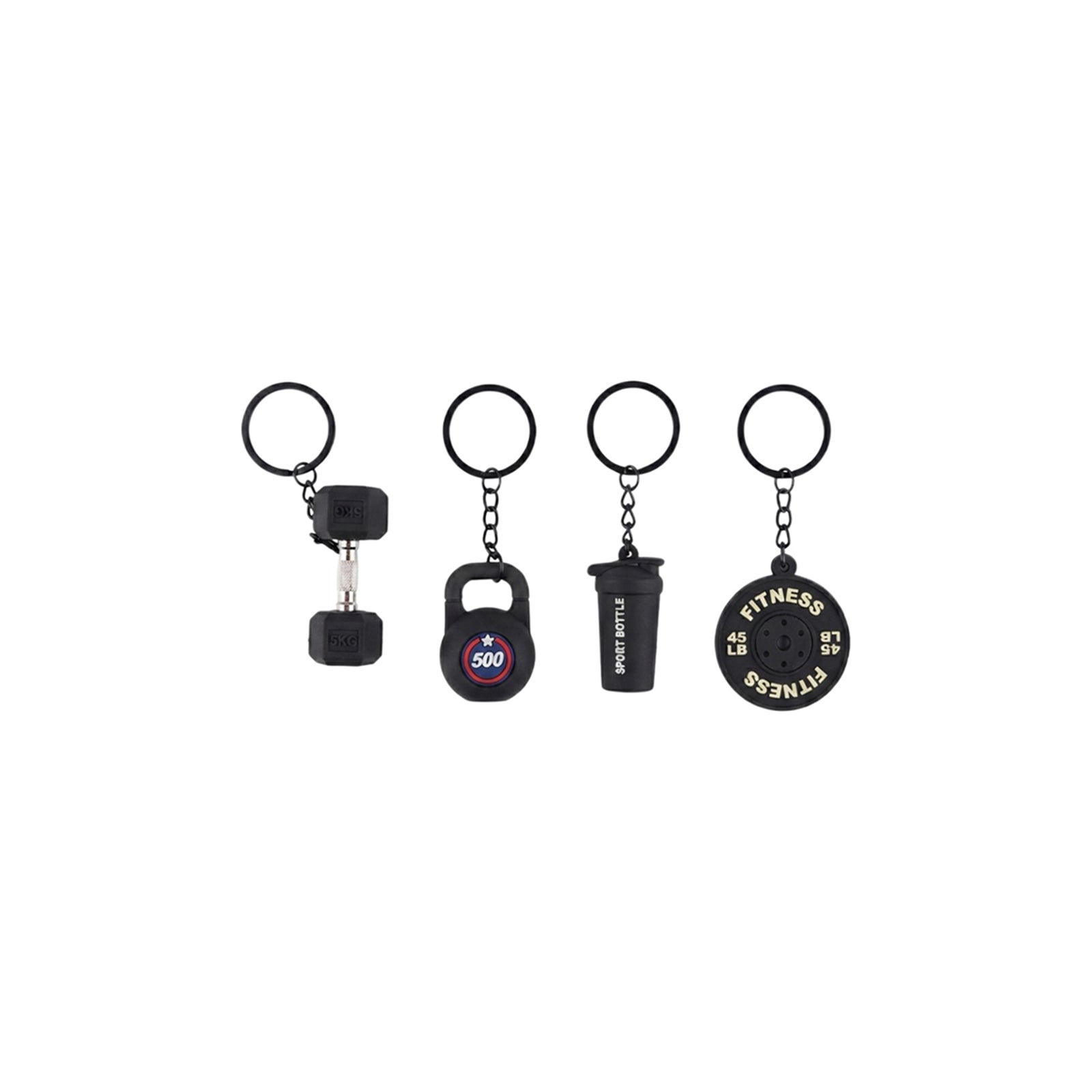 Four-piece black mini fitness keychain set | KCA085-02 | image 1