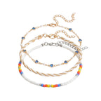 Blue Heart Beaded Anklet Set with zinc alloy details | JL7341-01 | image 1