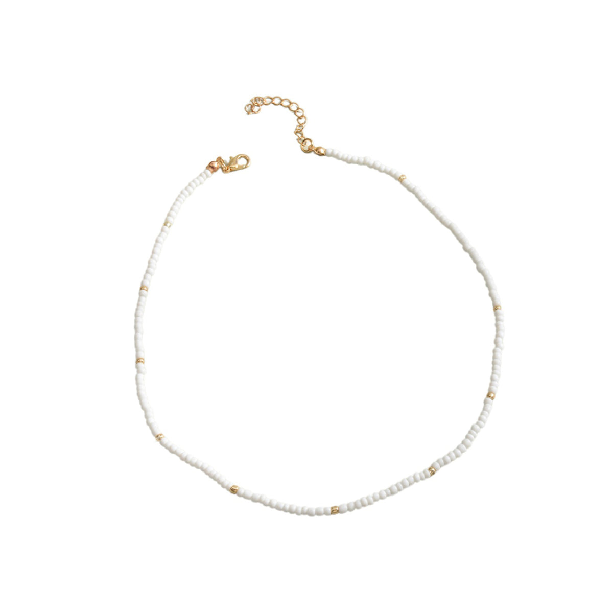 White Glass Beaded Necklace with glass beads | NA576-03 | image 1