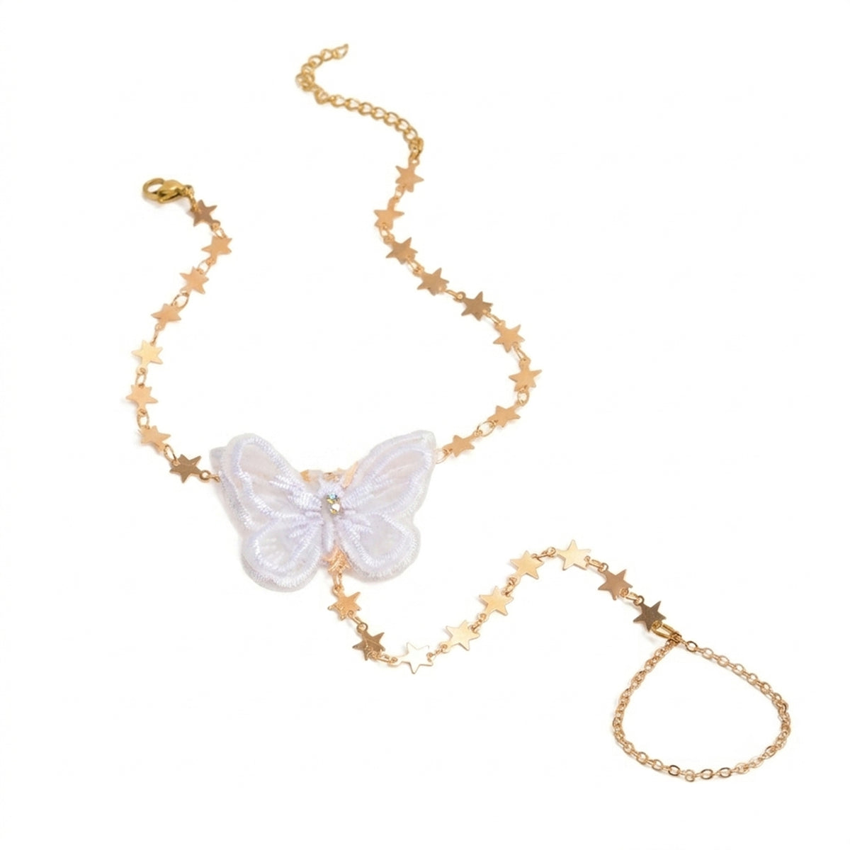 White Butterfly Star Toe Anklet with zinc alloy details | JL7399-01 | image 1