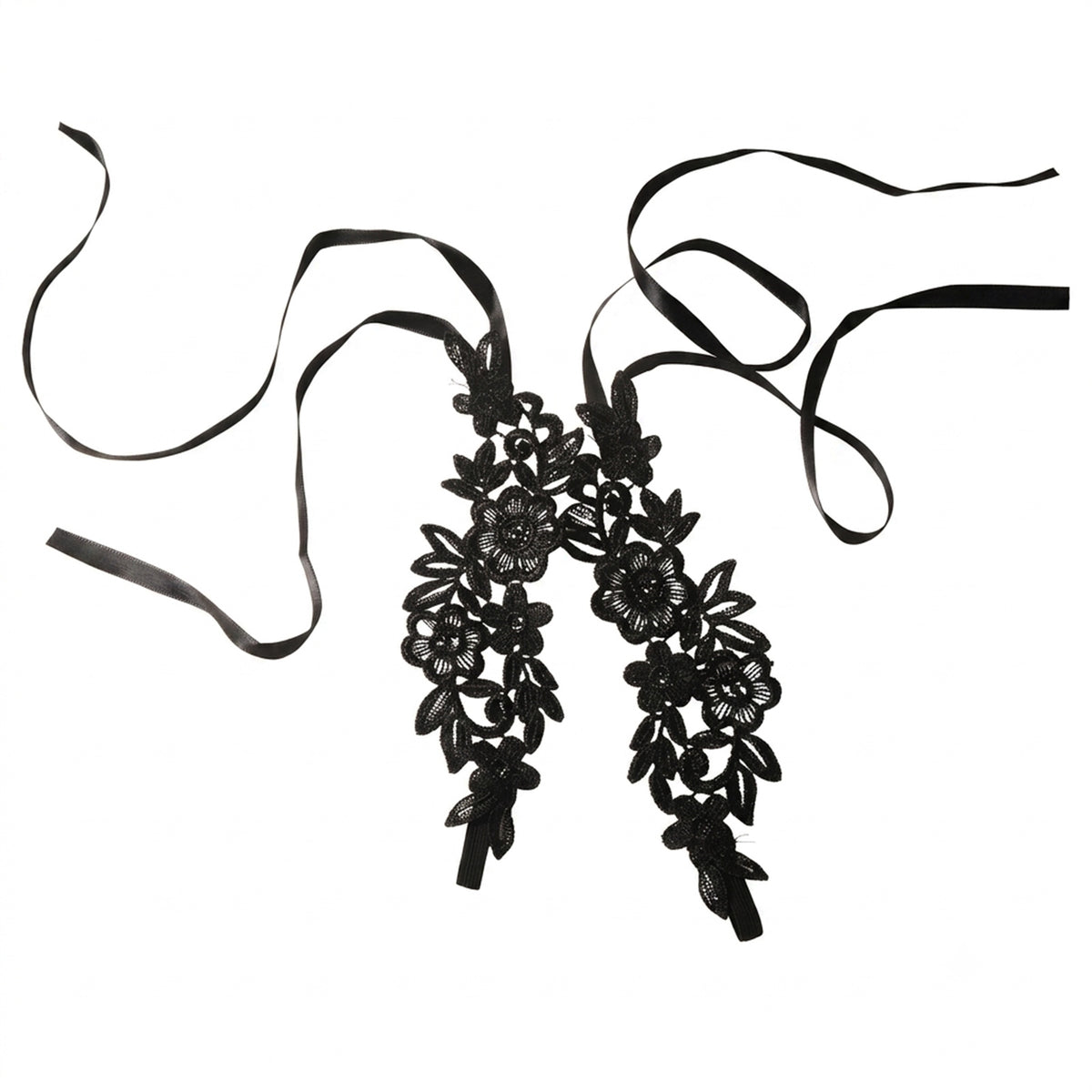 Black Lace Flower Anklet Set with polyester details | JL7413-01 | image 1