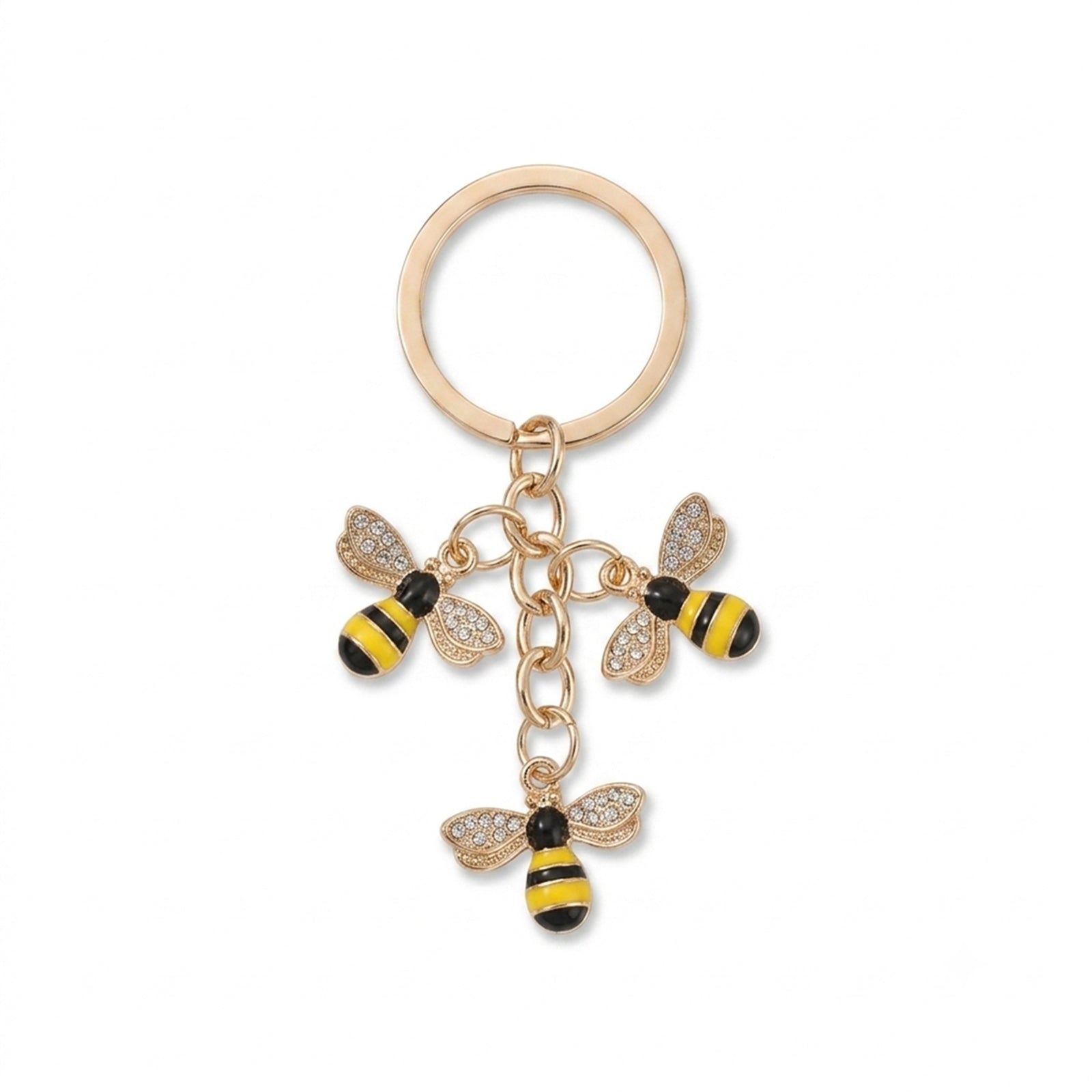 Gold-tone bee keychain with round ring | KCA092-01 | image 1