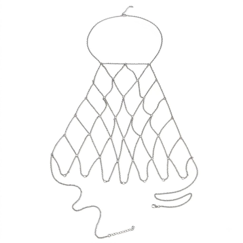 Silver-Tone Mesh Costume Body Chain with zinc-alloy details | BCN0200-01 | image 1