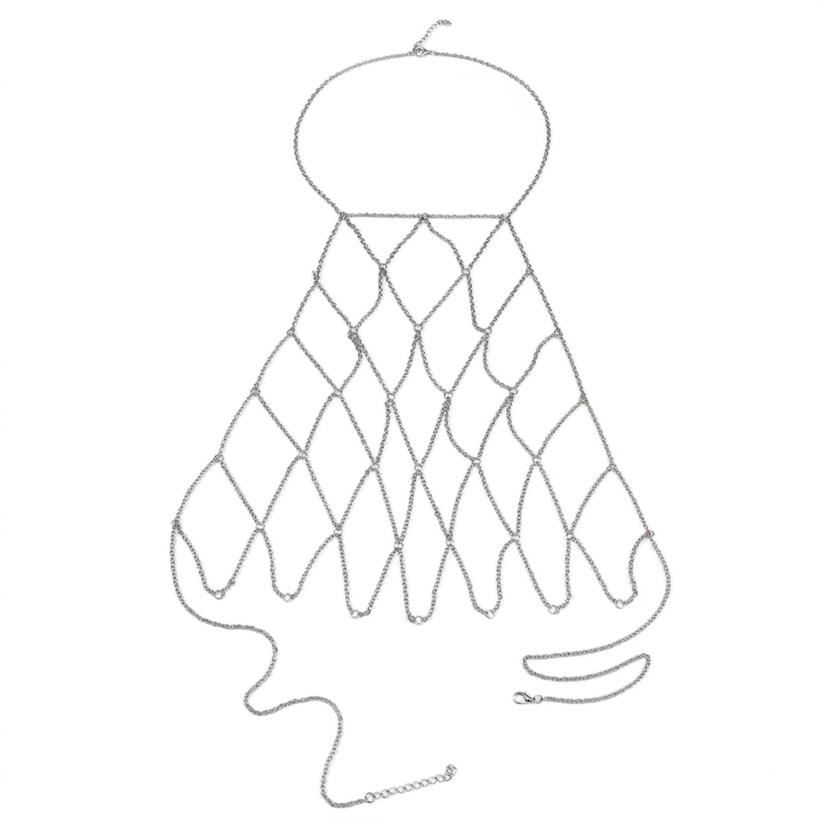 Silver-Tone Mesh Costume Body Chain with zinc-alloy details | BCN0200-01 | image 1