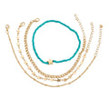 Heart Seed Bead Anklet Set with zinc alloy details | JL7345-07 | image 1
