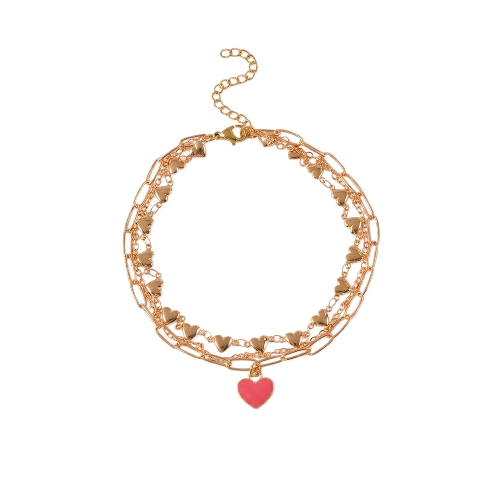 Pink Heart Layered Anklet with zinc alloy details | JL7377-01 | image 1
