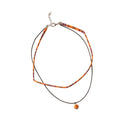 Orange Double Layer Beaded Necklace with polyester fabric | NA262-04 | image 1