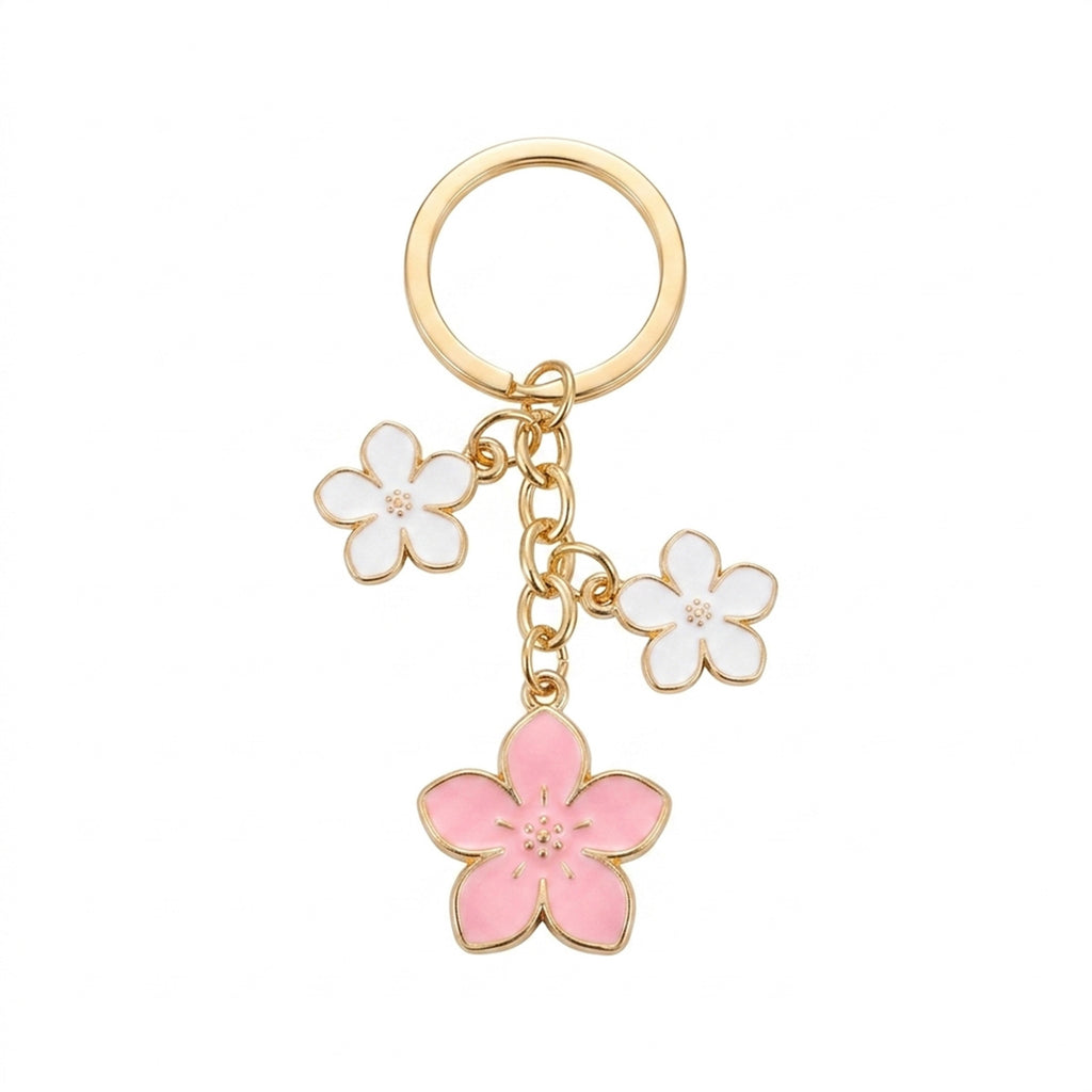 Pink and white cherry blossom keychain | KCA070-07 | image 1