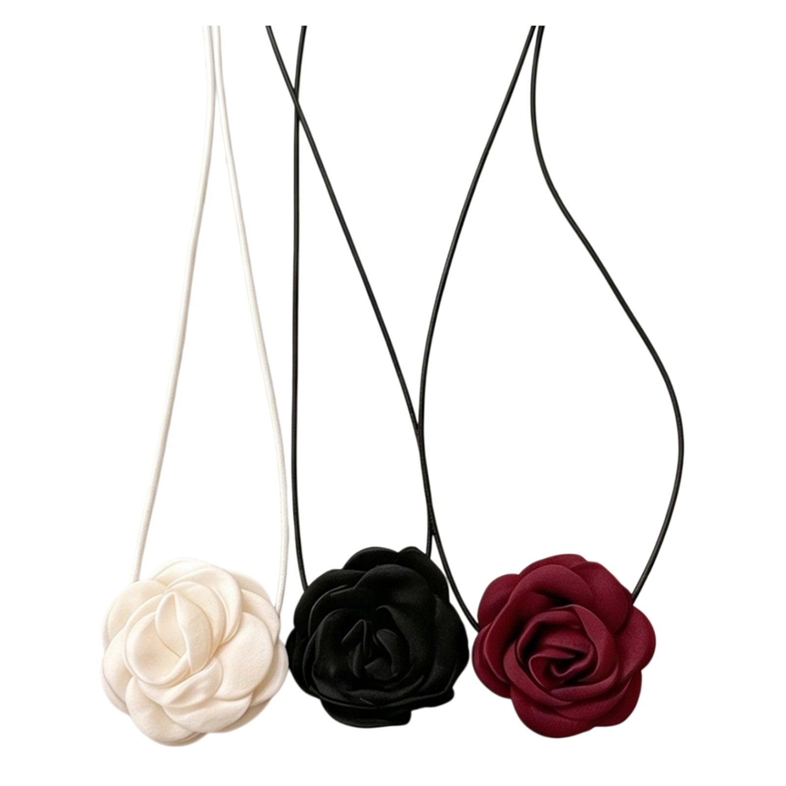 Camellia Fabric Necklace Set with polyester fabric | NA933-01 | image 1