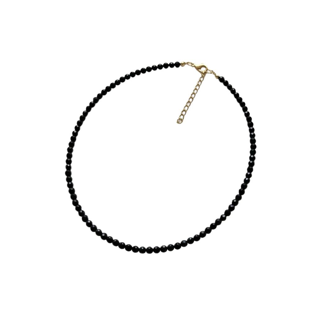 Black Crystal Beaded Necklace with faux crystal beads | NA934-01 | image 1