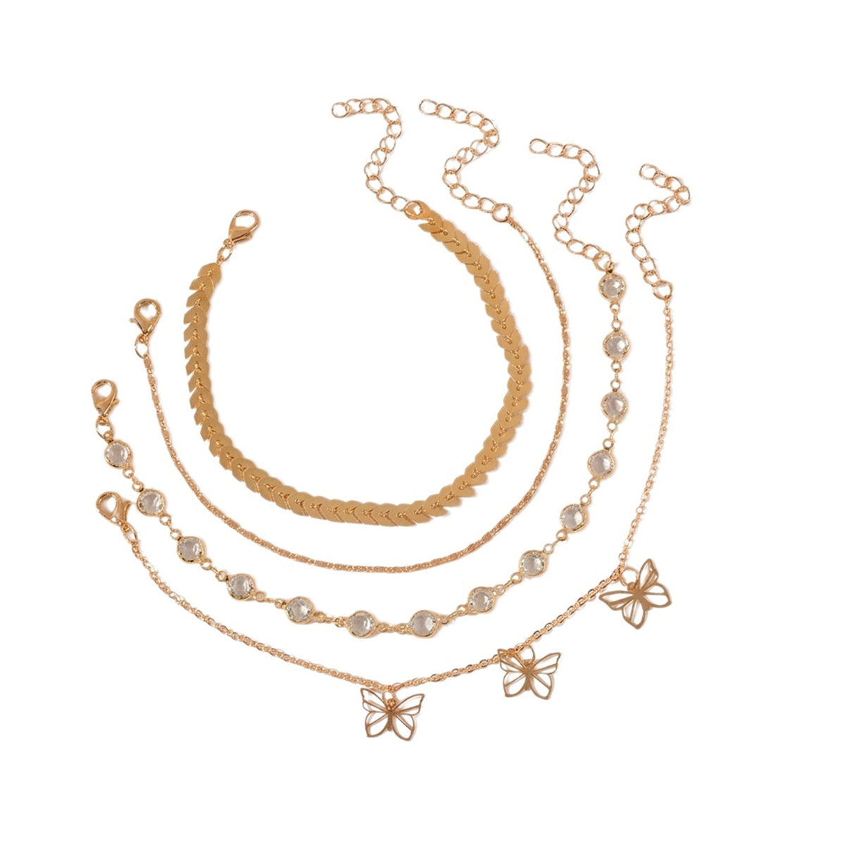 Butterfly Chain Anklet Set with zinc alloy details | JL7356-01 | image 1