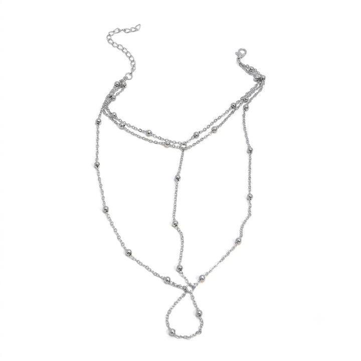 Silver-Tone Beaded Toe Anklet
