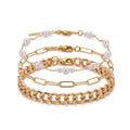 Faux Pearl Chain Anklet Set with zinc alloy details | JL7387-01 | image 1